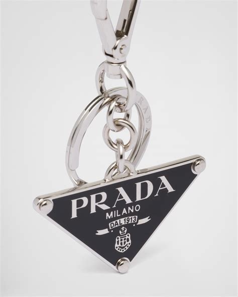 prada metal keychain|Steel/black Metal Keychain .